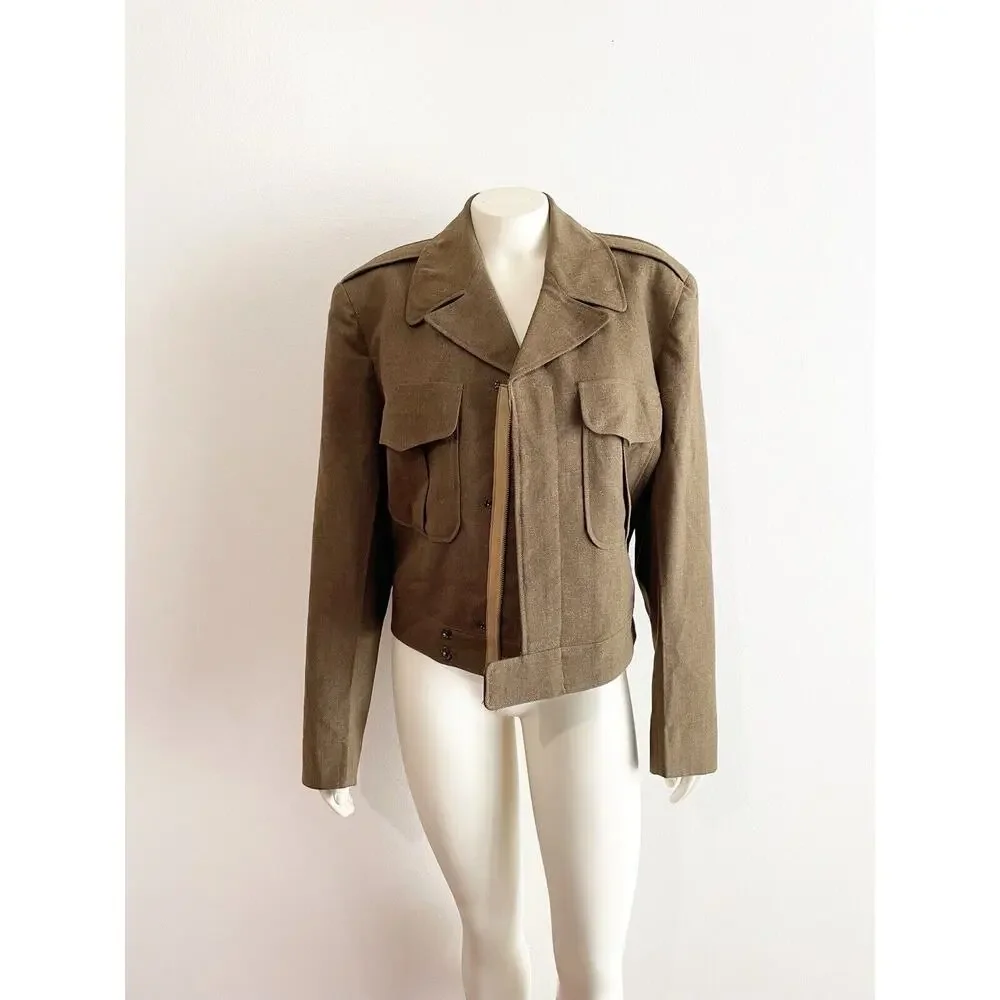 Vintage Eisenhower Cropped Field Jacket WWII Ike Size 40R Green